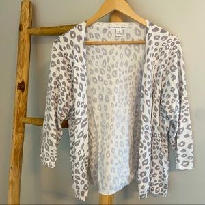 August Silk Leopard Print Cardigan with 3/4 Sleeves